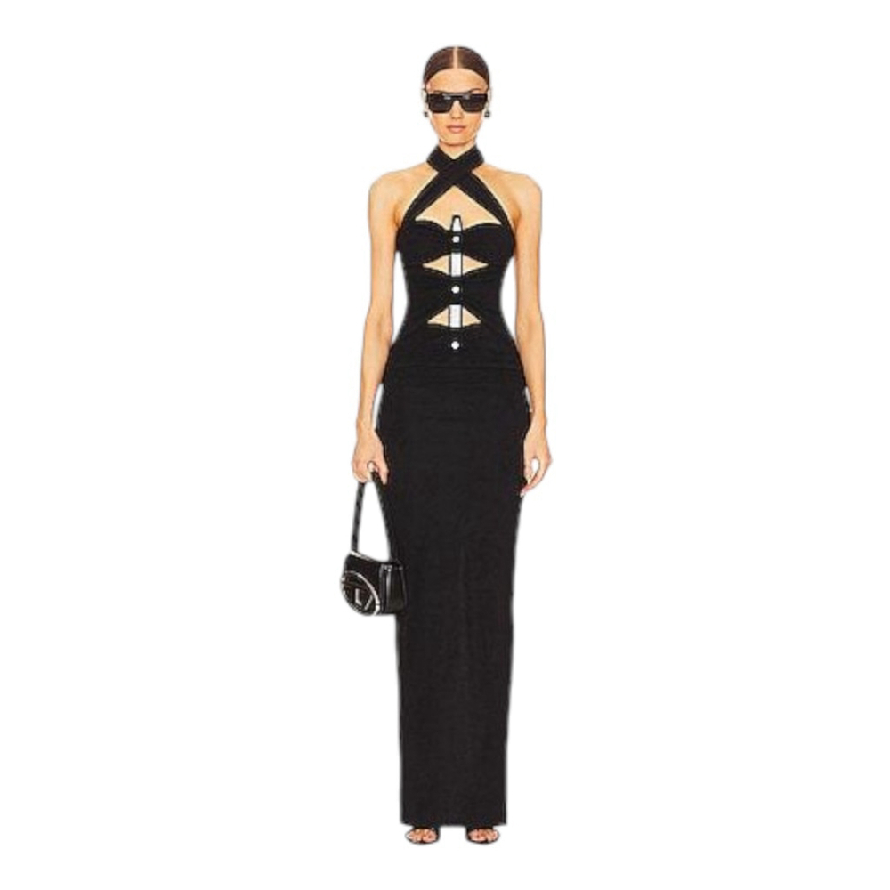 $995 NWT RTA Belt Inset Cutout Maxi Dress Size 8 Revolve